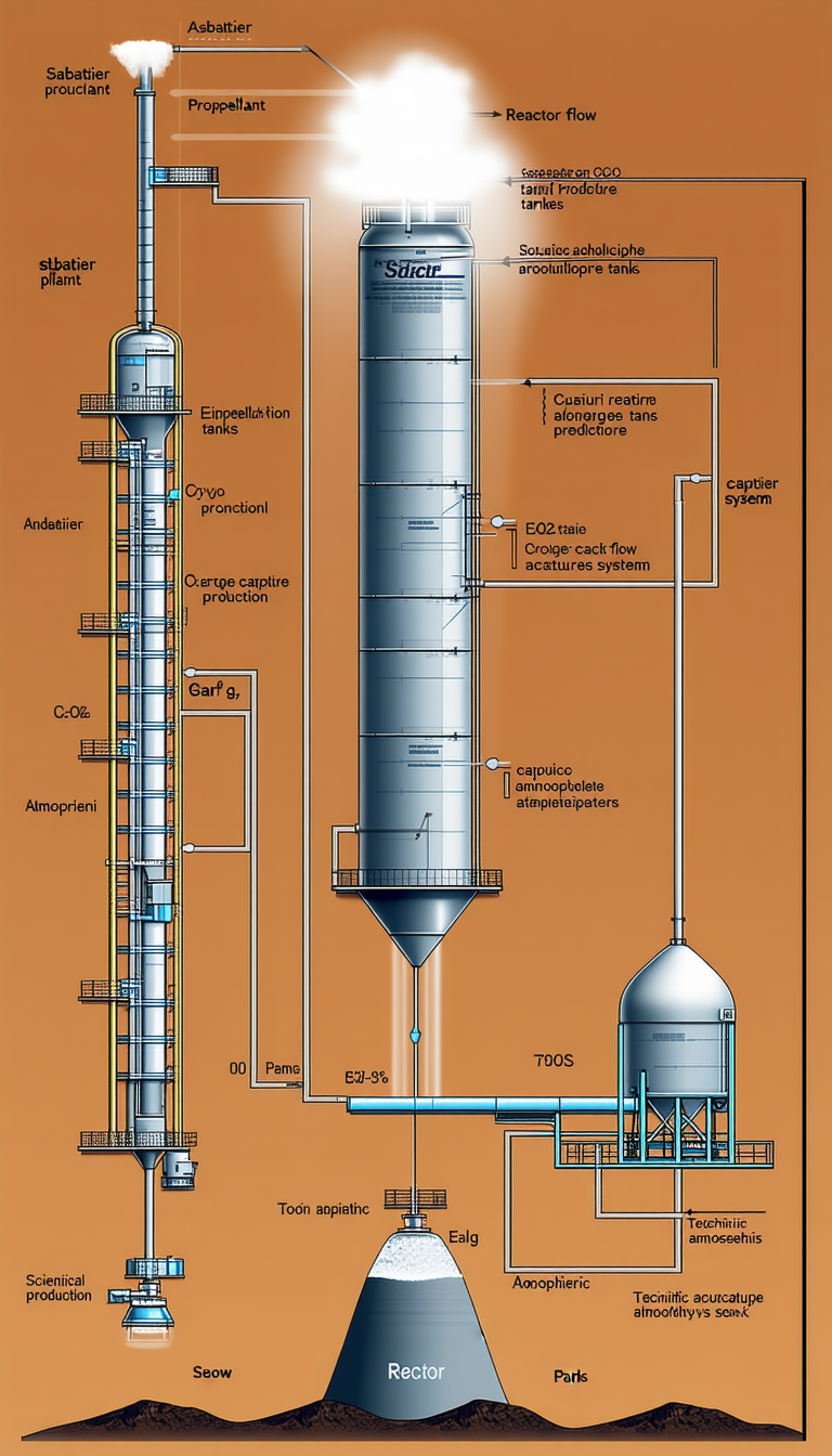 A Large Industrial Plant Is Shown In A Diagram, With A Large Tower And A Smaller Tower