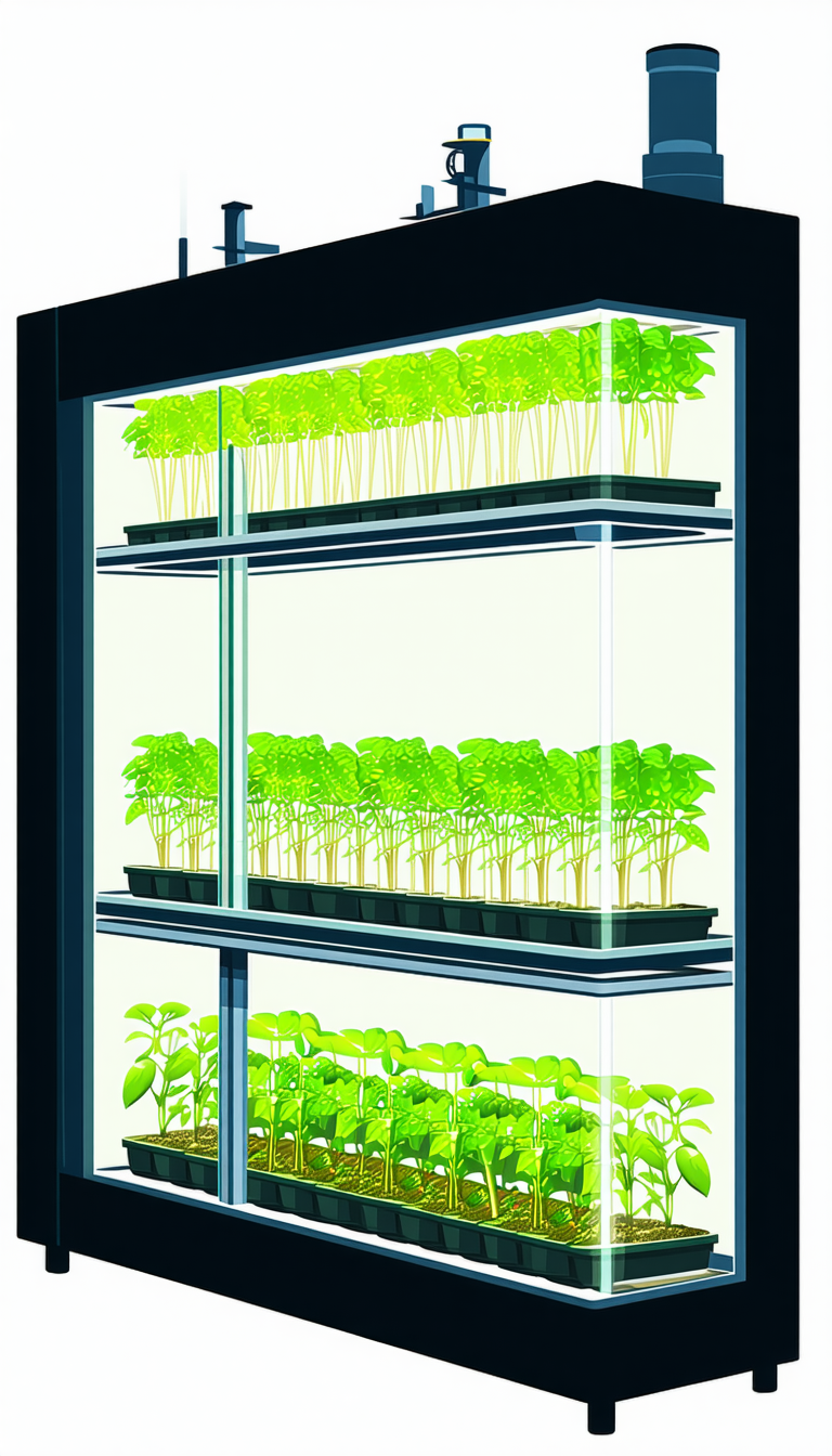 A Large Display Case Filled With Various Plants