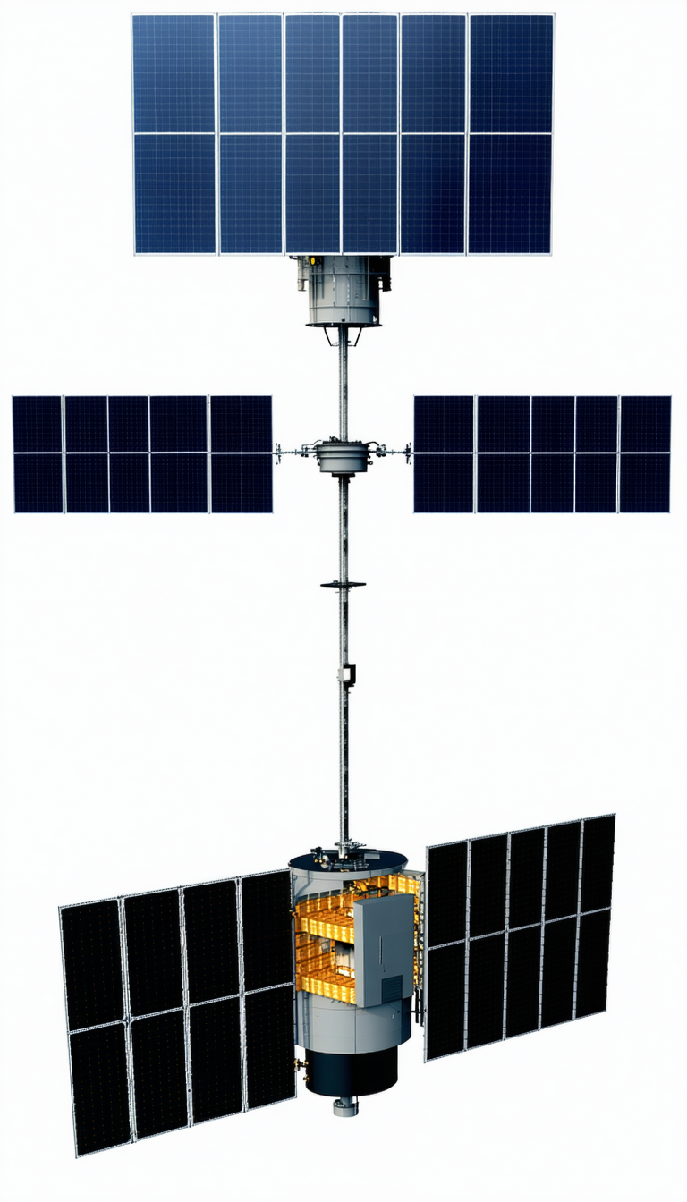 A Satellite Is Mounted On A Pole, Which Is Connected To A Satellite Dish