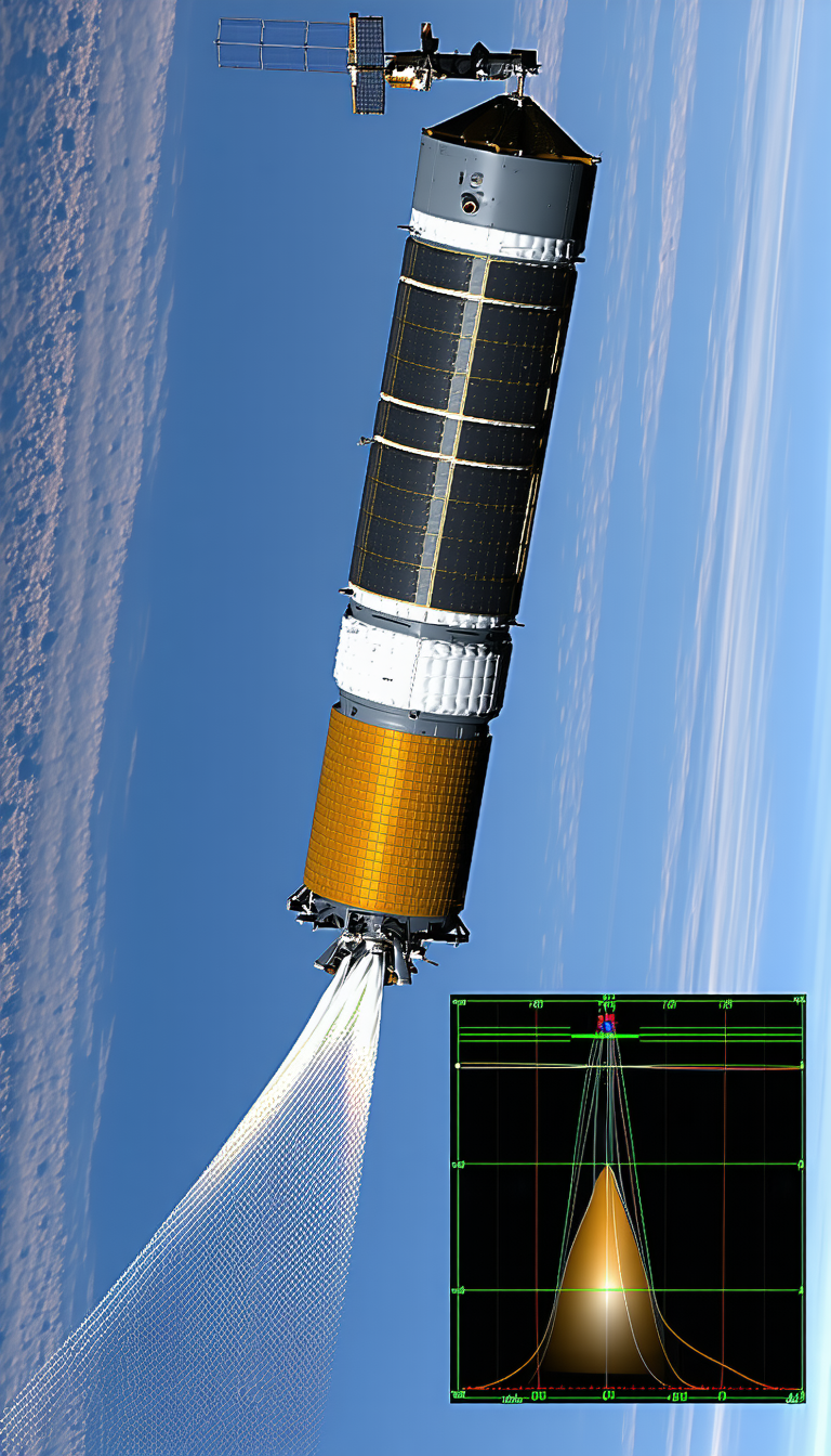 A Space Shuttle In The Sky, With Its Booster Rockets Still Attached