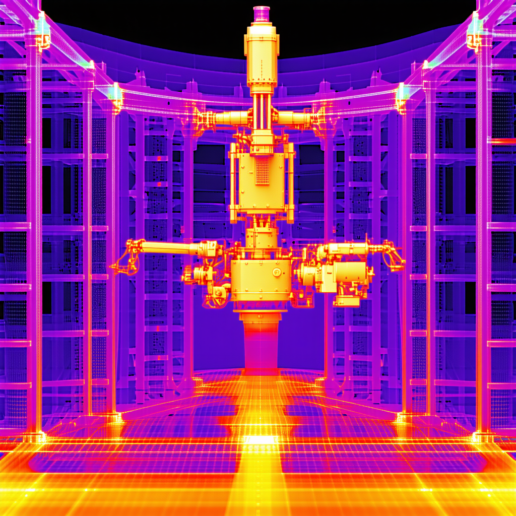 The Image Is A 3d Model Of A Large Machine, Possibly A Robot Or A Piece Of Machinery