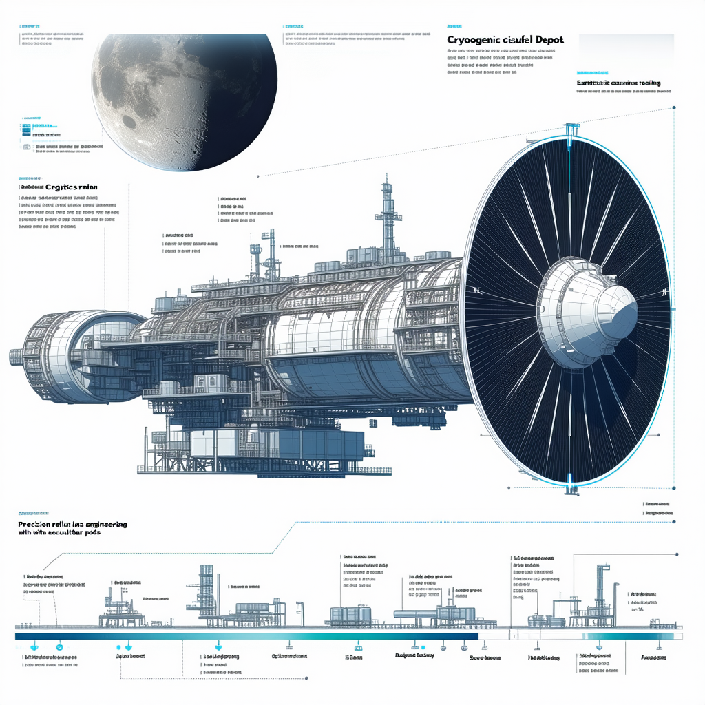 A Large Spacecraft Is Shown In A Diagram, With Various Parts Labeled