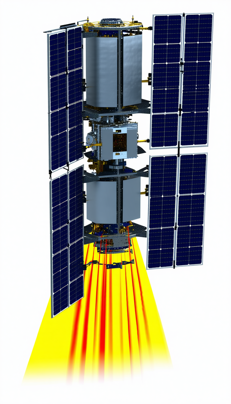 A Large Satellite Is Shown In A Close-up View