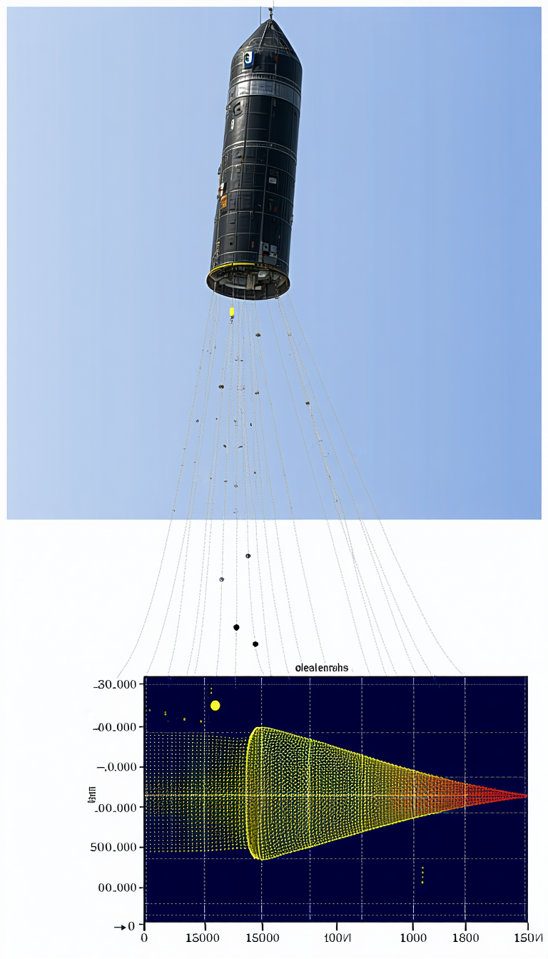 A Large Satellite In The Sky, With A Long Wire Extending From It