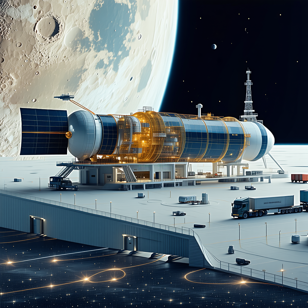 A Large Space Station Is Docked With A Smaller Space Station