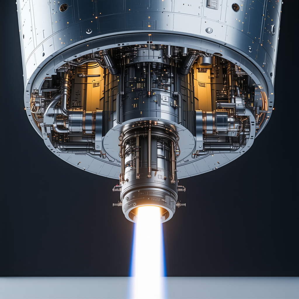 A Rocket Engine With A Bright Blue Flame Coming Out Of It