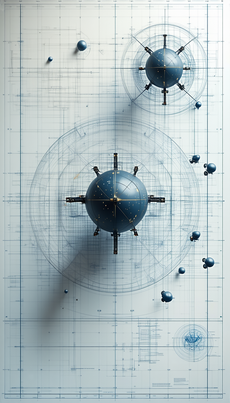 A Blue Globe Is The Centerpiece Of A White Drawing