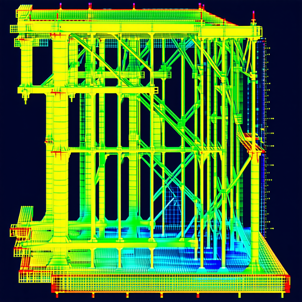 The Image Is A 3d Model Of A Large Structure, Possibly A Bridge Or A Building
