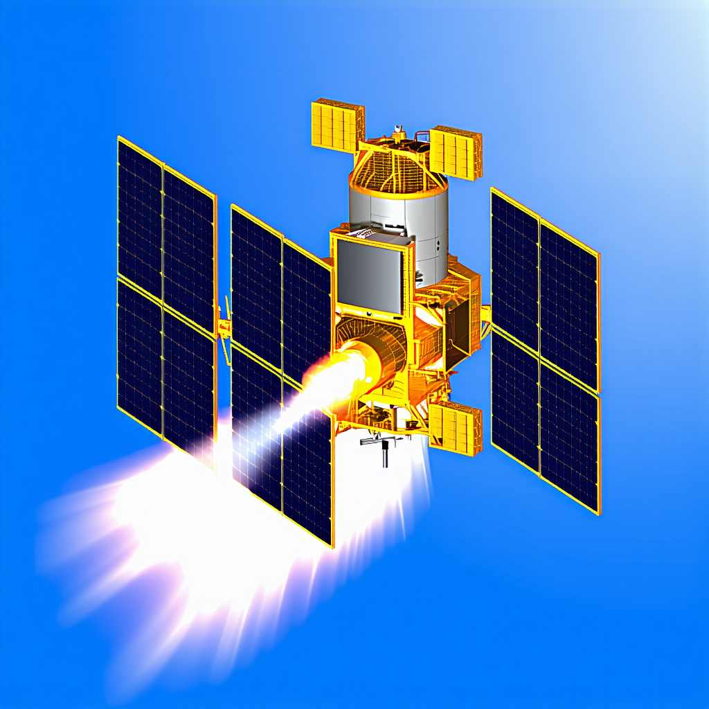 A Spacecraft Is Shown In The Image, With Its Solar Panels And A Large Antenna