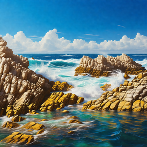Beautiful scene of the ocean with waves crashing against ...