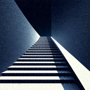 Staircase with a blue background