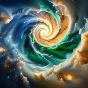 Spiral galaxy with a swirling pattern of colors, includin...