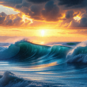 Captures a beautiful sunset over the ocean, with the sun ...