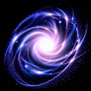Swirling, blue spiral that resembles a galaxy or a vortex