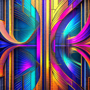 Colorful abstract art piece featuring a combination of bl...