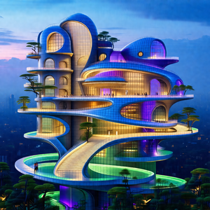 Computer-generated (cgi) drawing of a large, futuristic b...
