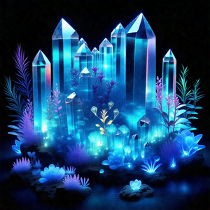 Beautiful underwater scene with a group of blue crystals ...