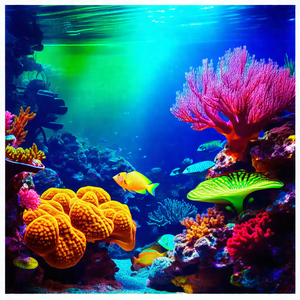 Vibrant aquarium filled with a variety of colorful fish a...