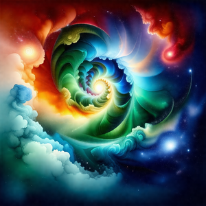 Colorful and vibrant painting of a spiral, possibly a gal...