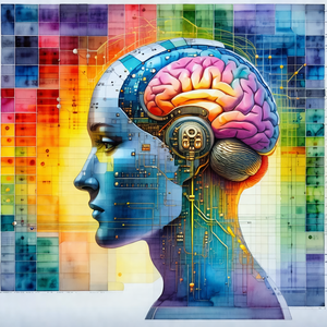 Colorful and detailed illustration of a human head