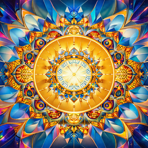 Large, colorful, and intricate design that resembles a su...