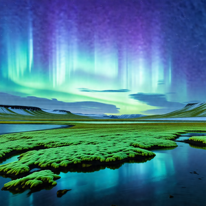 Captures a beautiful night scene with a large body of wat...