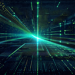 Close-up of a computer screen with a bright green background