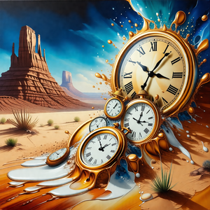Clock with two faces, one on the left and one on the right