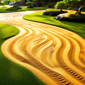 Sandy pathway with a yellowish hue, possibly due to the s...