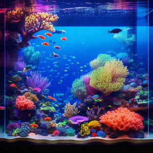Large aquarium filled with a variety of colorful fish and...
