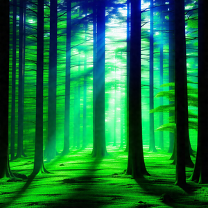 Lush green forest filled with tall trees