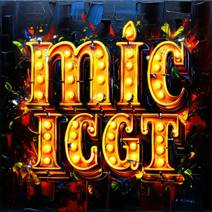 Colorful and vibrant painting of a neon sign that reads "...
