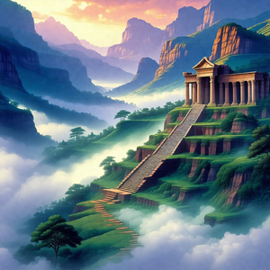 Majestic greek temple situated on a hillside, surrounded ...