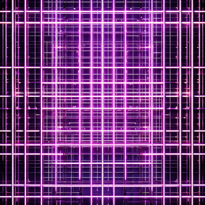Close-up of a building with a purple glow