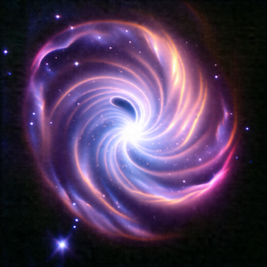 Spiral galaxy with a bright center, surrounded by a dark ...