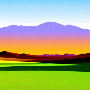 Colorful painting of a mountainous landscape