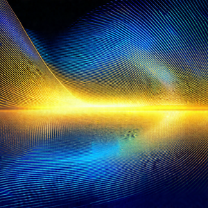 Blue and yellow water-like background with a reflection o...