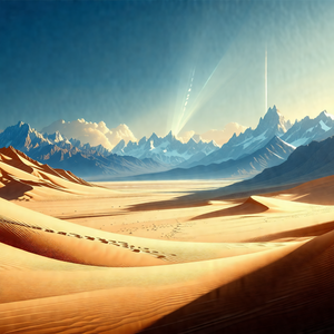 Beautiful desert landscape with a mountain range in the b...