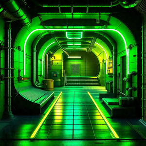 Computer-generated (cgi) rendering of a green tunnel