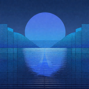 Large body of water with a beautiful blue sky above