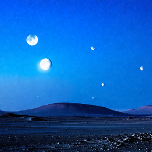 Beautiful night sky with a group of planets and moons vis...