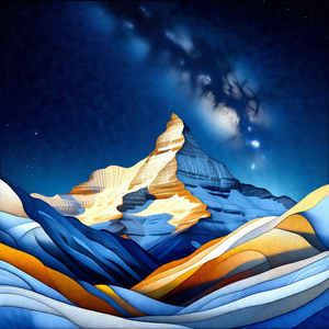 Beautiful mountain landscape with a large mountain in the...