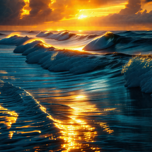 Captures a beautiful sunset over the ocean, with the sun ...