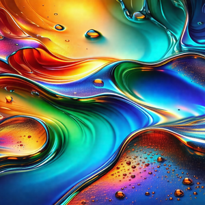 Close-up of a colorful, swirling, and flowing liquid, pos...