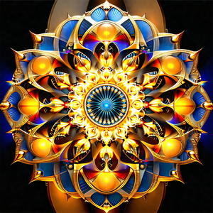 Large, colorful, and intricate design that resembles a su...