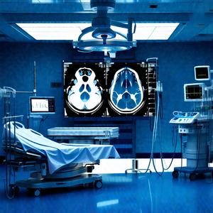 Hospital room with a patient lying on a bed