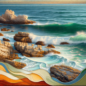 Beautiful ocean scene with a large body of water and a fe...