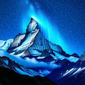 Majestic mountain with a blue sky above it