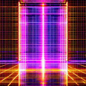 Large, brightly lit doorway with a purple glow
