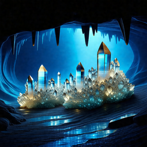 Beautiful underwater scene with a group of crystal-like s...